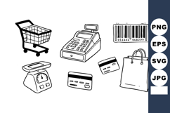Shopping cart cash register barcode credit cards scale shopp Product Image 1