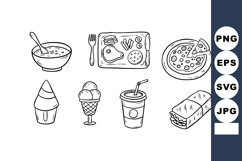 Hand Drawn Fast Food and Desserts Vector Illustration Set wi Product Image 1