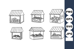 Market stalls with various fresh produce and goods vector il Product Image 1