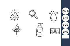 Hand drawn hygiene and cleanliness icons with soap leaf magn Product Image 1