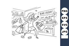 Woman Shopping Bags Running Black Friday Sale Discount Store Product Image 1