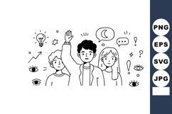 Group of diverse people raising hand with idea and communica Product Image 1