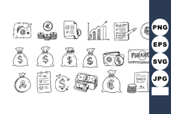 Finance and Money Icons Set with Currency Symbols and Graphs Product Image 1