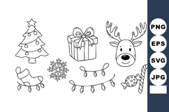 Christmas holiday festive icons with tree gift reindeer snow Product Image 1
