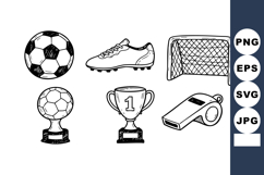 Soccer ball cleat goal trophy whistle set vector illustratio Product Image 1