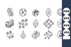 Cryptocurrency icons set including bitcoin ether blockchain Product Image 1