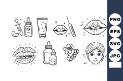 Beauty and skincare icons vector with lips, face, and cosmet Product Image 1