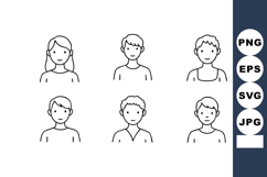 Minimalist simple line art faces of diverse young boys and g Product Image 1