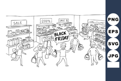 Black Friday Shopping Crowd with Sale Signs and Discount Lab Product Image 1