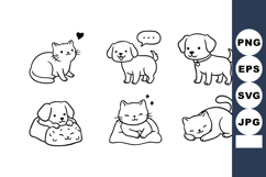 Cute cat and dog pets expressing love and emotions in simple Product Image 1