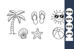 Summer Beach Elements Palm Tree Starfish Sun with Sunglasses Product Image 1