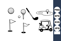 Golf equipment set including ball, tee, club, hole flags, go Product Image 1