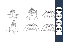 Hand gesture collection showing love and prayer symbols in s Product Image 1