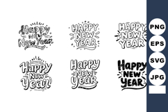 Happy New Year hand lettering designs with decorative elemen Product Image 1