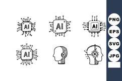 Artificial Intelligence Chip and Human Head Vector Icons in Product Image 1