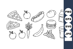 Hand Drawn Classic Food Items Including Pizza Burger Hot Dog Product Image 1