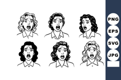 Expression of anxious woman face emotions retro style vector Product Image 1