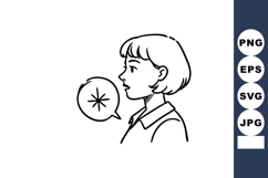 Woman profile speaking with speech bubble vector illustratio Product Image 1