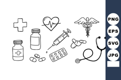 Medical Symbols and Equipment Vector Including Syringe Steth Product Image 1
