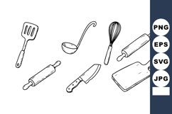 Kitchen utensils set with rolling pins knife and cutting boa Product Image 1