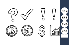 Hand Drawn Cryptocurrency Symbols and Financial Icons Vector Product Image 1
