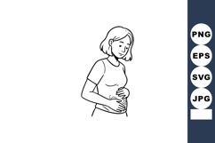 Pregnant Woman Holding Belly Vector Illustration in Simple L Product Image 1