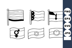 Six diverse political and social flags vector illustration b Product Image 1