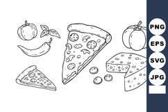 Pizza slices with cheese, tomato, chili pepper, pumpkin, and Product Image 1