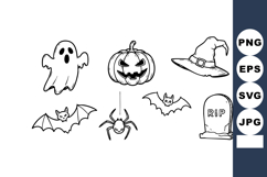 Halloween spooky ghost pumpkin witch hat bats spider tombsto Product Image 1