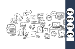 Business people working on laptops with financial charts and Product Image 1