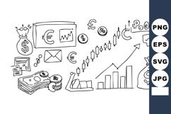 Financial growth chart with currency symbols and money bag v Product Image 1
