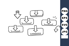 Hand Drawn Download Icons with Arrows in Sketch Style Vector Product Image 1