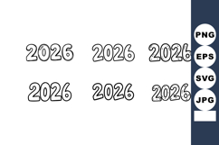 2026 Year Numbers Set with Different Outlined Styles for Des Product Image 1