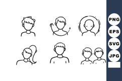 Hand-drawn simple human avatars collection with various pose Product Image 1