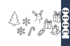 Christmas holiday themed icons with reindeer tree snowflakes Product Image 1