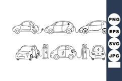 Electric cars charging at stations eco friendly transportati Product Image 1