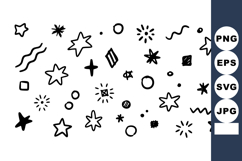 Hand Drawn Black and White Stars and Shapes Pattern Vector I Product Image 1
