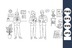 Business people using smartphones with office and data analy Product Image 1
