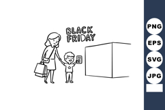 Black Friday shopping woman and child holding credit card ve Product Image 1
