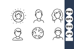 Hand-drawn simple line art people icons with globe symbol fo Product Image 1
