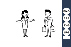 Businesswoman and businessman standing with briefcases in pr Product Image 1