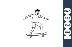 Boy riding skateboard balancing with arms outstretched simpl Product Image 1