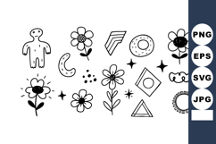 Hand drawn abstract flowers and geometric shapes vector illu Product Image 1