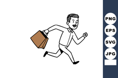Man Running with Briefcase Business Concept Illustration Vec Product Image 1
