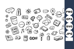 Hand Drawn Communication and Technology Icons Vector with Va Product Image 1