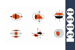 Abstract orange and black digital design elements with circu Product Image 1