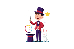 Young magician performing magic trick with rabbit and top ha Product Image 1