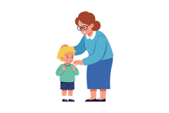 Woman comforting upset child showing care and support vector Product Image 1