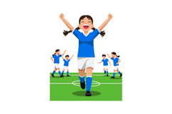 Young girl celebrating soccer victory on field with teammate Product Image 1
