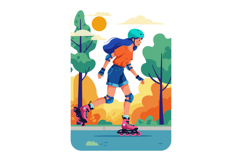 Woman roller skating outdoors with safety gear in autumn par Product Image 1